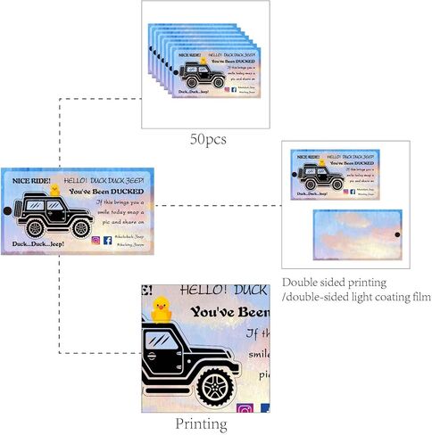 CREATCABIN 50 قطعة لقد تم بطة بطاقات بطاقات البط لعبة البطة DIY بطاقة بطة جيب مع فتحة وخيوط للبط المطاطي وديكور سيارة الجيب 3.5 × 2 بوصة - You Quack A Smile(Sun) in Kuwait