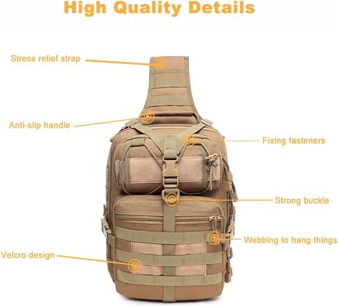 OUTLEYNY Men's Tactical Sling Bag Small Sling Backpack Military Rover Shoulder Bag Molle Assault Range Bag Camping Hunting in Saudi Arabia