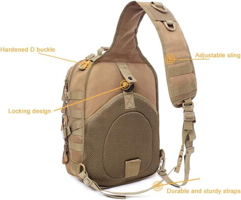 OUTLEYNY Men's Tactical Sling Bag Small Sling Backpack Military Rover Shoulder Bag Molle Assault Range Bag Camping Hunting in Saudi Arabia