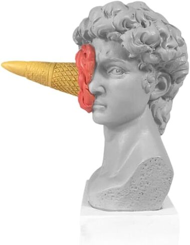 JTZXJJX 6.3 Inch Ice Cream David Head Resin Sculpture Statue for Living Room, Office, Bookshelf, Coffee Table Decorative Statues (red) in Kuwait