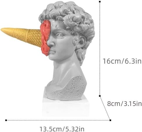 JTZXJJX 6.3 Inch Ice Cream David Head Resin Sculpture Statue for Living Room, Office, Bookshelf, Coffee Table Decorative Statues (red) in Kuwait