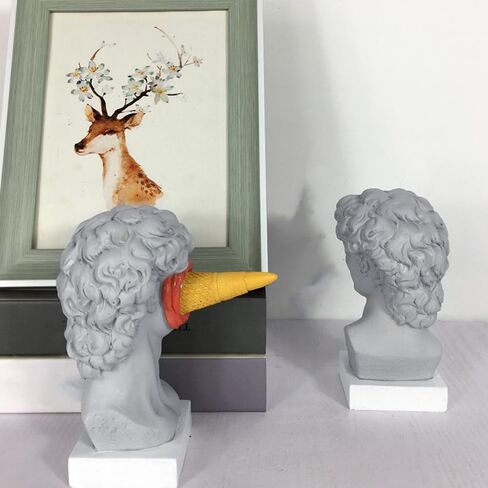 JTZXJJX 6.3 Inch Ice Cream David Head Resin Sculpture Statue for Living Room, Office, Bookshelf, Coffee Table Decorative Statues (red) in Kuwait