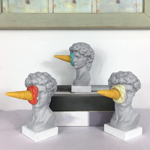 JTZXJJX 6.3 Inch Ice Cream David Head Resin Sculpture Statue for Living Room, Office, Bookshelf, Coffee Table Decorative Statues (red) in Kuwait