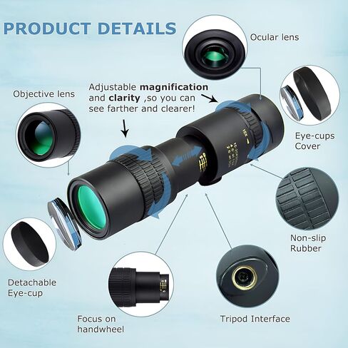 300x40 Monocular Telescope for Adults High Powered Zoom, Compact Monocular Telescope for Smartphone, Mini Pocket Handheld Monocular with Flexible Tripod for Hunting, Star gazing, Bird Watching, Travel in Kuwait