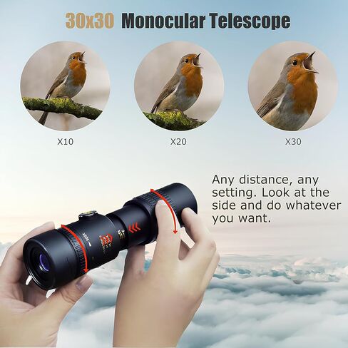 300x40 Monocular Telescope for Adults High Powered Zoom, Compact Monocular Telescope for Smartphone, Mini Pocket Handheld Monocular with Flexible Tripod for Hunting, Star gazing, Bird Watching, Travel in Kuwait