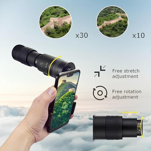300x40 Monocular Telescope for Adults High Powered Zoom, Compact Monocular Telescope for Smartphone, Mini Pocket Handheld Monocular with Flexible Tripod for Hunting, Star gazing, Bird Watching, Travel in Kuwait