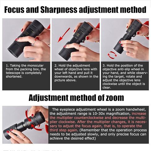 300x40 Monocular Telescope for Adults High Powered Zoom, Compact Monocular Telescope for Smartphone, Mini Pocket Handheld Monocular with Flexible Tripod for Hunting, Star gazing, Bird Watching, Travel in Kuwait