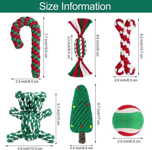 Pedgot 6 قطع عيد الميلاد الكلب مضغ لعبة الكلب حبل اللعب حلوى قصب الحيوانات الأليفة مضغ اللعب مضغ التدريب اللعب أنماط متنوعة للكلاب الصغيرة والمتوسطة الكبيرة in Kuwait