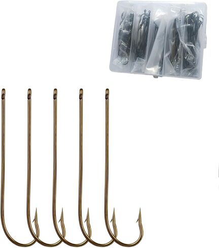 100pcs Long Shank Fishing Hooks High Carbon Steel Fly Tying Jig Hooks Super Sharp Barbed Hook Tips Tan Color 13 Sizes for Choice in Saudi Arabia