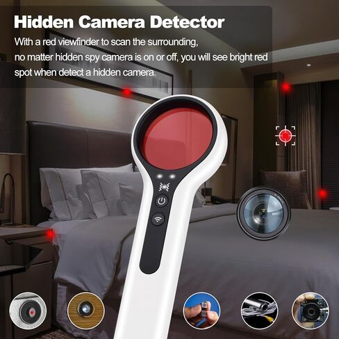 LYCHL كاشف الكاميرا الخفية، مكتشف الكاميرا ذات الثقب، كاشف مكافحة التجسس، مكتشف كاميرا التجسس لمكتب فندق Airbnb الداخلي مع ميزة مضادة للسرقة للسفر في الهواء الطلق in Kuwait