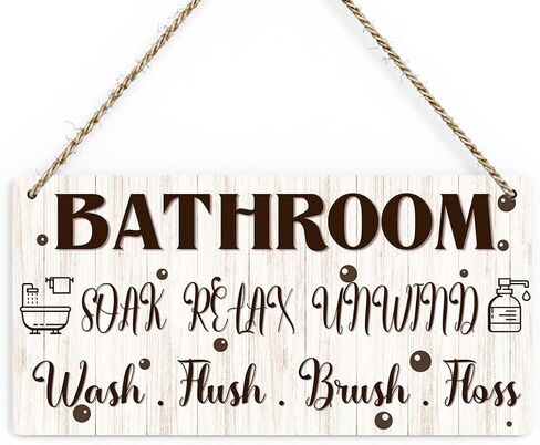 Bathroom Decor Restroom Sign Guest Bathroom Decor Bath Decor Half Bathroom Decor Farmhouse Decor Wooden Hanging Sign for Restroom Toilet Decoration Bathroom Wall Art Decor in Kuwait