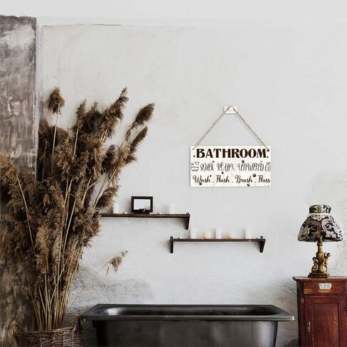 Bathroom Decor Restroom Sign Guest Bathroom Decor Bath Decor Half Bathroom Decor Farmhouse Decor Wooden Hanging Sign for Restroom Toilet Decoration Bathroom Wall Art Decor in Kuwait
