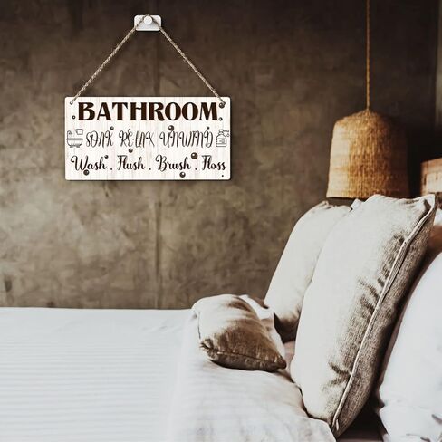 Bathroom Decor Restroom Sign Guest Bathroom Decor Bath Decor Half Bathroom Decor Farmhouse Decor Wooden Hanging Sign for Restroom Toilet Decoration Bathroom Wall Art Decor in Kuwait