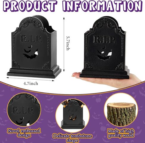 Tanlade 2 Pcs Halloween Tombstone Gothic Makeup Shelf and Brush Holder Multi Shelf Gothic Makeup Organizer Floating Wall or Free Standing Goth Shelf Gothic Bedroom Decor for Women Bathroom Spooky Gift in Kuwait