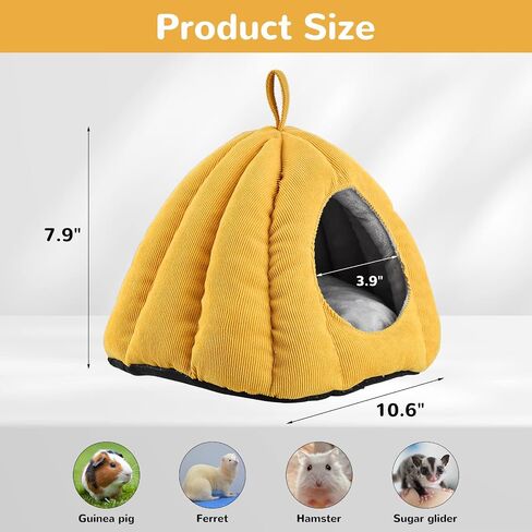 Vehomy Guinea Pig Bed Warm Guinea Pig Hideout with Corduroy Fabric and Cozy Pillow Pumpkin Shaped Small Pet Sleeping Bed for Sugar Gliders Hamsters Hedgehogs Ferrets and Other Small Animals in Saudi Arabia