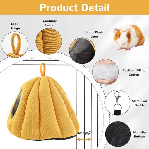 Vehomy Guinea Pig Bed Warm Guinea Pig Hideout with Corduroy Fabric and Cozy Pillow Pumpkin Shaped Small Pet Sleeping Bed for Sugar Gliders Hamsters Hedgehogs Ferrets and Other Small Animals in Saudi Arabia