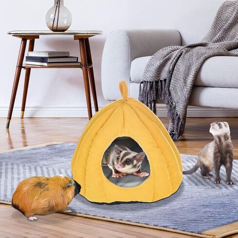 Vehomy Guinea Pig Bed Warm Guinea Pig Hideout with Corduroy Fabric and Cozy Pillow Pumpkin Shaped Small Pet Sleeping Bed for Sugar Gliders Hamsters Hedgehogs Ferrets and Other Small Animals in Saudi Arabia