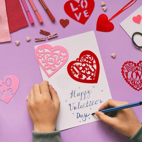 60 Pieces Valentine's Day Heart Ornaments Red and Pink Felt Heart Shaped Hanging Cutouts with String Loop for Valentine's Day Wedding Anniversary Party Favors in Saudi Arabia