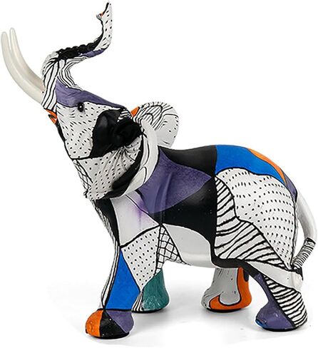 Graffiti Elephant Statue Figurine Colorful Animal Art Sculpture Resin Home Decor Decoration for Living Room Bedroom Book Shelf Cabinet Office Desk Table Top Centerpieces Ornaments (Small) in Saudi Arabia