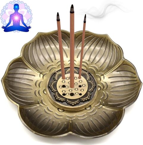 حامل عصا البخور من OMyTea - مبخرة نحاسية مع صائد الرماد للتأمل واليوجا وعطر المكتب المنزلي (ماندالا) in Kuwait