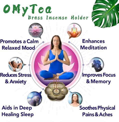 حامل عصا البخور من OMyTea - مبخرة نحاسية مع صائد الرماد للتأمل واليوجا وعطر المكتب المنزلي (ماندالا) in Kuwait