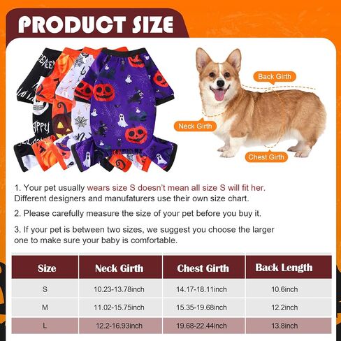 4 Pack Halloween Dog Pajamas Holiday Clothes Dog Costumes for Halloween Dog Apparel Jumpsuit Pumpkin Skull Ghost Witch Halloween Dog Costume for Puppy Dog Cat Halloween Cosplay (Small) in Saudi Arabia