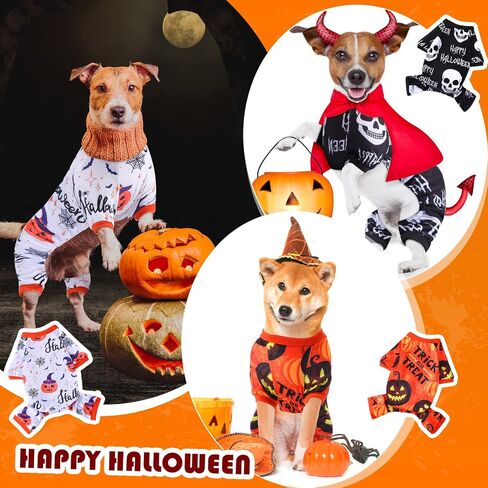 4 Pack Halloween Dog Pajamas Holiday Clothes Dog Costumes for Halloween Dog Apparel Jumpsuit Pumpkin Skull Ghost Witch Halloween Dog Costume for Puppy Dog Cat Halloween Cosplay (Small) in Saudi Arabia