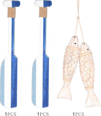 ديكور حائط خشبي بتصميم سمكة خشبية عتيقة للتعليق على الحائط، ديكور داخلي للمنزل والشاطئ، ديكور بحري، ديكورات اسماك خشبية للمنزل البحري، زينة معلقة على الحائط in Kuwait