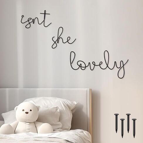 Yaocom Isn't She Lovely Sign Wire Word Sign ديكور جدار المنزل ديكورات غرفة الحضانة ديكور جدار معلق للفتيات غرفة نوم الحمام غرفة الملابس لوازم الحفلات جدار فني أسود in Kuwait