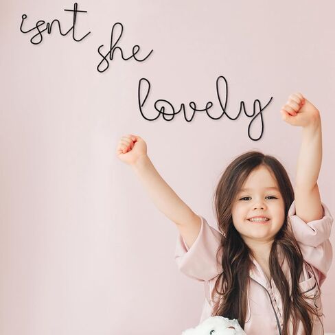 Yaocom Isn't She Lovely Sign Wire Word Sign ديكور جدار المنزل ديكورات غرفة الحضانة ديكور جدار معلق للفتيات غرفة نوم الحمام غرفة الملابس لوازم الحفلات جدار فني أسود in Kuwait