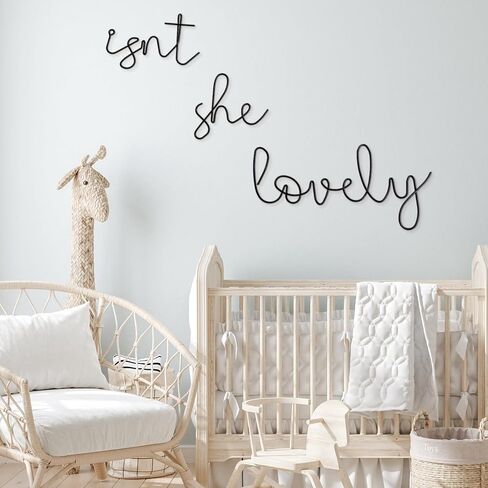 Yaocom Isn't She Lovely Sign Wire Word Sign ديكور جدار المنزل ديكورات غرفة الحضانة ديكور جدار معلق للفتيات غرفة نوم الحمام غرفة الملابس لوازم الحفلات جدار فني أسود in Kuwait