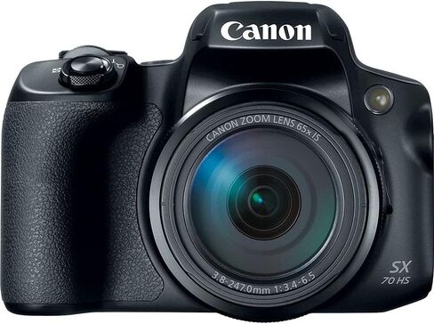 كاميرا Canon Powershot SX70 بدقة 20.3 ميجابكسل وعدسة تكبير بصري 65x وفيديو 4K وشاشة LCD قابلة للإمالة مقاس 3 بوصات (أسود) مع حزمة ملحقات PixiBytes (متجددة) in Saudi Arabia