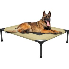 سرير كلب مرتفع من FIOCCO - سرير كلب عالي التحمل، سرير كلب مرتفع قابل للغسل مع شبكة مقاومة للمضغ وإطار معدني، سرير كلب محمول للاستخدام في الهواء الطلق، أسرة مهود للكلاب المتوسطة، شبكة خضراء/سوداء in Kuwait