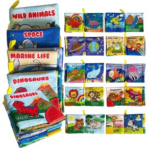 لعبة كتاب الأطفال من القماش الناعم من أمينفن، كتاب تعلم الأطفال من القماش الملون (عبوة من 4 قطع)، صوت مجعد باللمس والملمس، لعبة تعليمية مبكرة، هدية للأطفال الرضع والأطفال الصغار in Kuwait