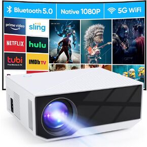 جهاز عرض مع واي فاي وبلوتوث، جهاز عرض Wielio 500 ANSI Native 1080P 15000 Lumen 4K جهاز عرض فيديو محمول للمنزل في الهواء الطلق متوافق مع هاتف Iphone Android/TV Stick/PS5/PC/Laptop in Kuwait