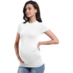 تي شيرتات نسائية للحمل من Foucome بأكمام قصيرة وقمصان جانبية مكشكشة للحمل برقبة دائرية