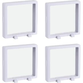 MECCANIXITY Floating Frame Display Holder Stand 3D Jewelry Display Box with Base 7.09 x 7.09 x 0.79 inch Black Pack of 4