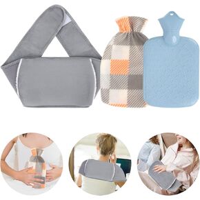 كيس ماء ساخن لزجاجة ماء دافئ مع غطاء، كيس ماء ساخن مع غطاء للخصر، مجموعة أكياس ماء ساخن دافئ من مادة PVC عالية الكثافة، حزام رمادي من القطيفة لتخفيف آلام التعب والساقين والرقبة والكتف والظهر in Kuwait