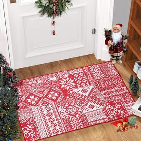 rugsreal عيد الميلاد طويل المدخل عداء البساط عدم الانزلاق المطبخ عداء البساط عيد الميلاد ديكور داخلي عداء البساط 2x6 بوهو عداء البساط للغسيل غرفة المعيشة غرفة نوم الحضانة، أحمر 2' × 6'
