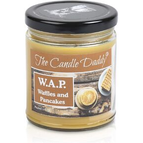 W.A.P. - وافل وفطائر - وافل وفطائر معطرة بالشراب والزبدة - شمعة مرطبان مرحة سعة 6 اونصة - وقت احتراق 40 ساعة