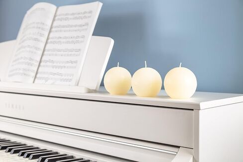 Set of 3 Sphere Ball Candles 3" Unscented Handpoured for Weddings, Home Decoration, Church, Restaurant, Spa, Smokeless Cotton Wick - Ivory in Saudi Arabia