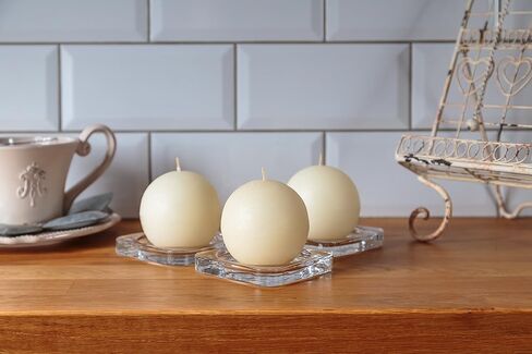 Set of 3 Sphere Ball Candles 3" Unscented Handpoured for Weddings, Home Decoration, Church, Restaurant, Spa, Smokeless Cotton Wick - Ivory in Saudi Arabia