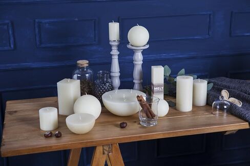 Set of 3 Sphere Ball Candles 3" Unscented Handpoured for Weddings, Home Decoration, Church, Restaurant, Spa, Smokeless Cotton Wick - Ivory in Saudi Arabia