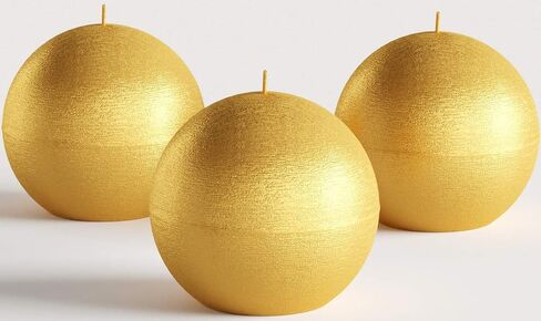 Set of 3 Sphere Ball Candles 3" Unscented Handpoured for Weddings, Home Decoration, Church, Restaurant, Spa, Smokeless Cotton Wick - Ivory in Saudi Arabia