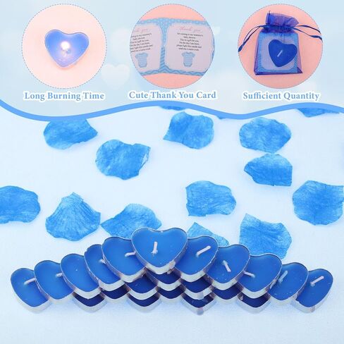 Threlaco 50 Sets Baby Shower Favors Include 50 Pcs Valentine's Day Heart Shaped Tealight for Guests Baby Shower Candles Tealight with 50 Pcs Thank Cards and 100 Pcs Gift Bags for Gender Reveal, Pink in Kuwait