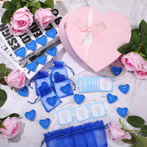 Threlaco 50 Sets Baby Shower Favors Include 50 Pcs Valentine's Day Heart Shaped Tealight for Guests Baby Shower Candles Tealight with 50 Pcs Thank Cards and 100 Pcs Gift Bags for Gender Reveal, Pink in Kuwait