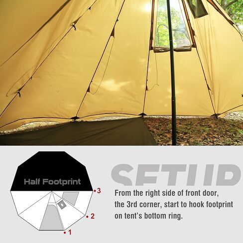 بريسلف نصف قدم لخيمة تيبي الساخنة T3 XL، حصيرة ملاءة ارضية ارضية للخيمة، قماش القنب للتخييم مقاوم للماء in Kuwait