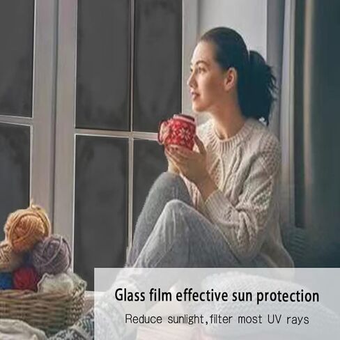 Window Privacy Film One Way Mirror Window Film,Self Static Cling Window Tint Daytime Privacy Static Non-Adhesive Decorative Heat Control Anti UV Glass Sticker (23.6'' x 118.1'') in Kuwait