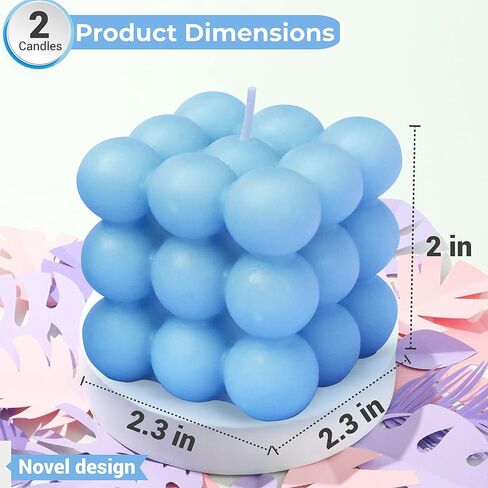 Aesthetic Candles - Vibrant Bubble Candle, Perfect for Women and Girls Who Appreciate Cute Decor - Pack of Bubble Candles (1Pcs White + 1Pcs Blue) in Saudi Arabia