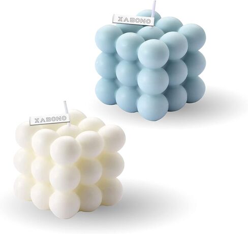 Aesthetic Candles - Vibrant Bubble Candle, Perfect for Women and Girls Who Appreciate Cute Decor - Pack of Bubble Candles (1Pcs White + 1Pcs Blue) in Saudi Arabia
